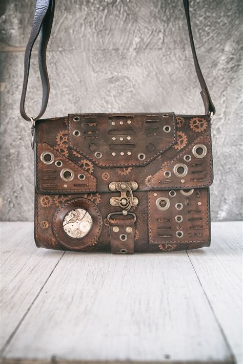 fake leather steampunk bags diy|steampunk crossbody bag.